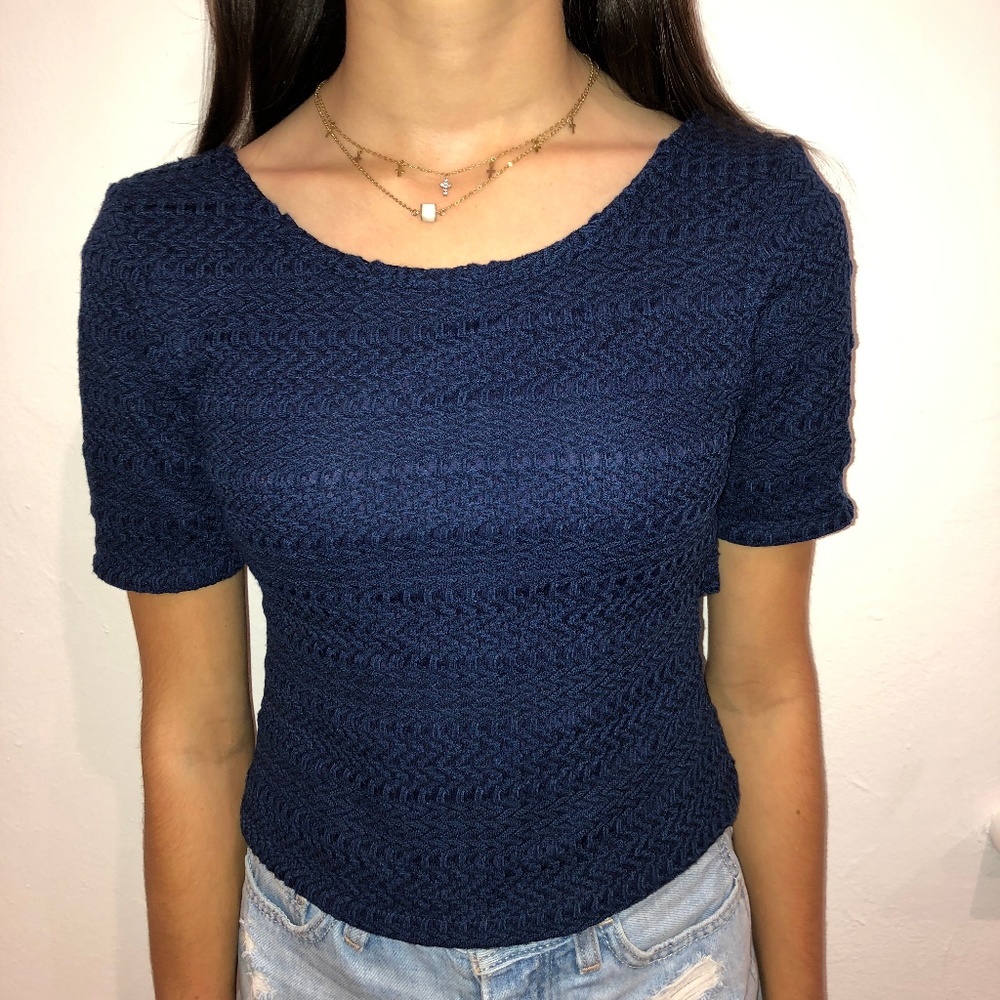 Stitched Pattern Top with Cross Back - Picture 3 of 4